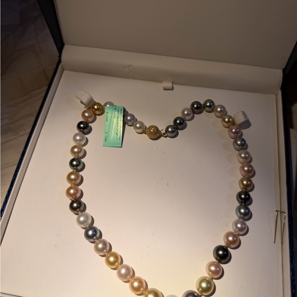 Elegant Multicolor Cultured Pearl Necklace 17” with 14k Yellow Gold NWT - Picture 7 of 11